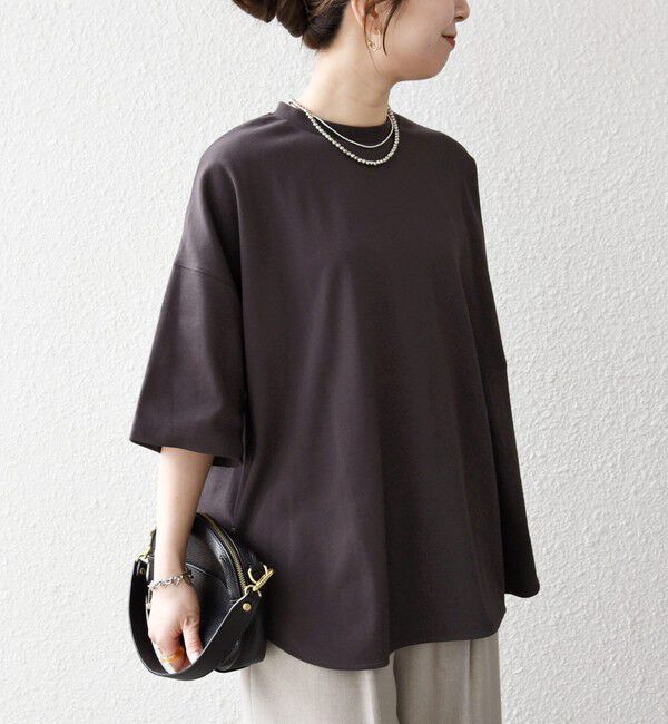 SHIPS any「SHIPS any:〈接触冷感/汗染み防止加工/洗濯機可能〉ラウンドヘム クルー ビッグ TEE」|Tシャツ・カットソー|