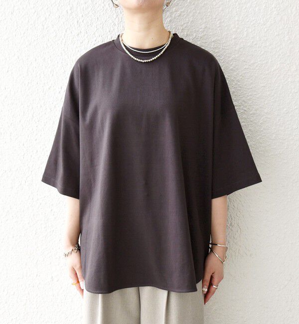 SHIPS any「SHIPS any:〈接触冷感/汗染み防止加工/洗濯機可能〉ラウンドヘム クルー ビッグ TEE」|Tシャツ・カットソー|