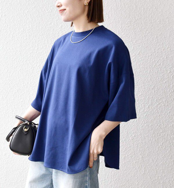 SHIPS any「SHIPS any:〈接触冷感/汗染み防止加工/洗濯機可能〉ラウンドヘム クルー ビッグ TEE」|Tシャツ・カットソー|