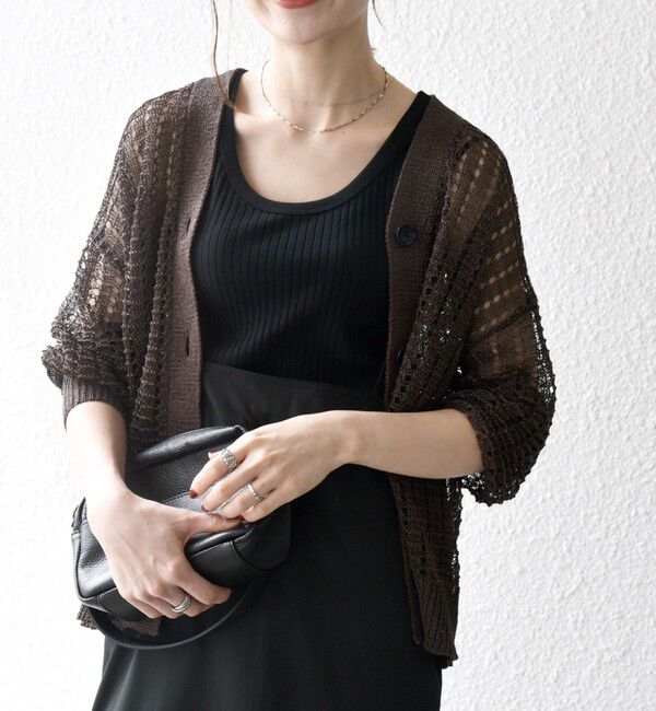 SHIPS any「《一部追加予約》SHIPS any:〈手洗い可能〉ギマ ワイド Vネック シアー カーディガン」|カーディガン|