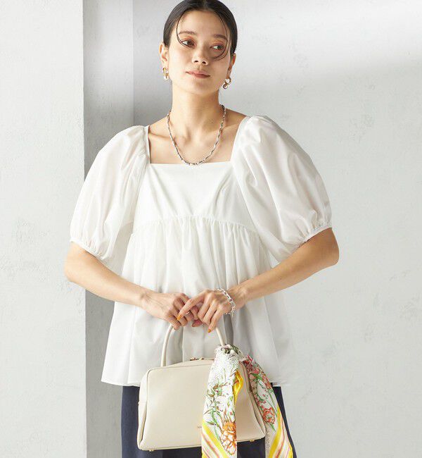 SHIPS for women「〈手洗い可能〉ストレッチ タフタ ウエスト ギャザー ブラウス」|シャツ・ブラウス|