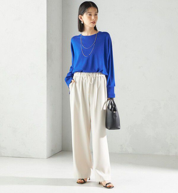 SHIPS for women「〈UVカット/防シワ加工〉梳毛調 ストレッチ ドロスト パンツ」|その他|