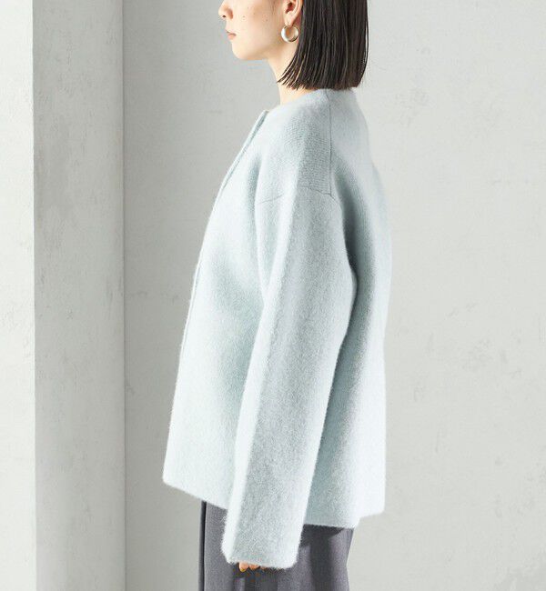 SHIPS for women「フォックス ブレンド ノーカラー ニット コート」|ノーカラーコート|