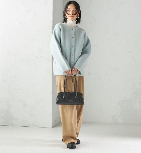 SHIPS for women「フォックス ブレンド ノーカラー ニット コート」|ノーカラーコート|