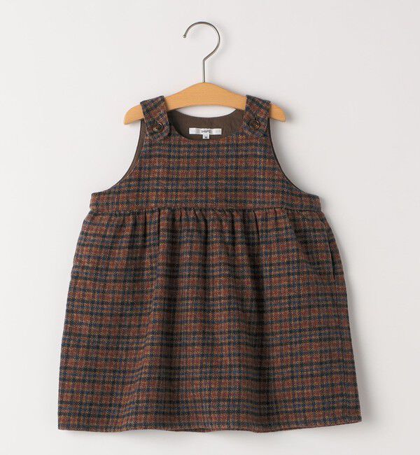 SHIPS KIDS「SHIPS KIDS:80～90cm /ベビー ツイード ワンピース」|その他ベビーウェア|ブラウン系
