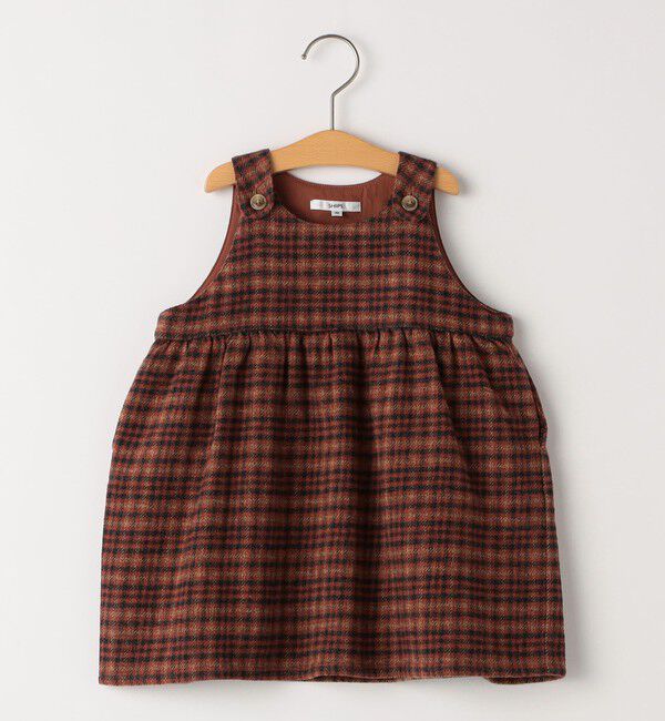 SHIPS KIDS「SHIPS KIDS:80～90cm /ベビー ツイード ワンピース」|その他ベビーウェア|レッド系