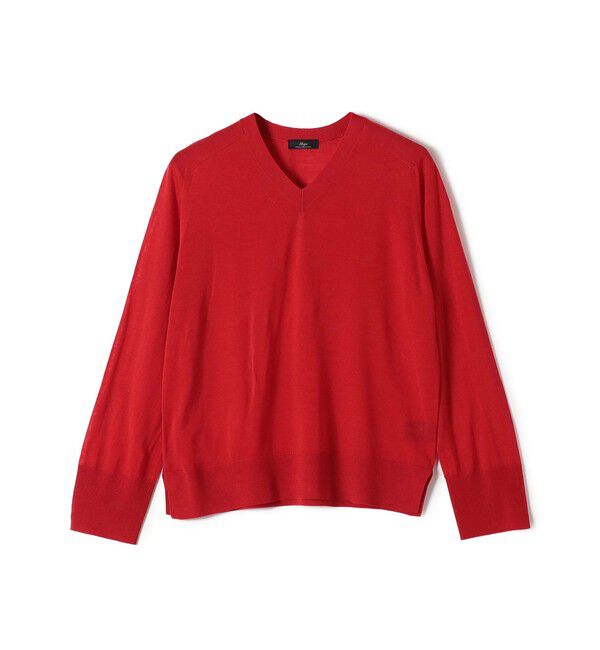 SHIPS for women「SHIPS Primary Navy Label:18G ZEGNA Vネック ニット」|ニット・セーター|レッド