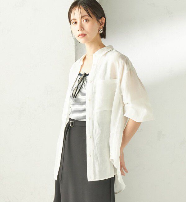 SHIPS for women「《一部追加予約》〈手洗い可能〉IMPERIAL LINEN 混 オーバー サイズ シャツ」|シャツ・ブラウス|
