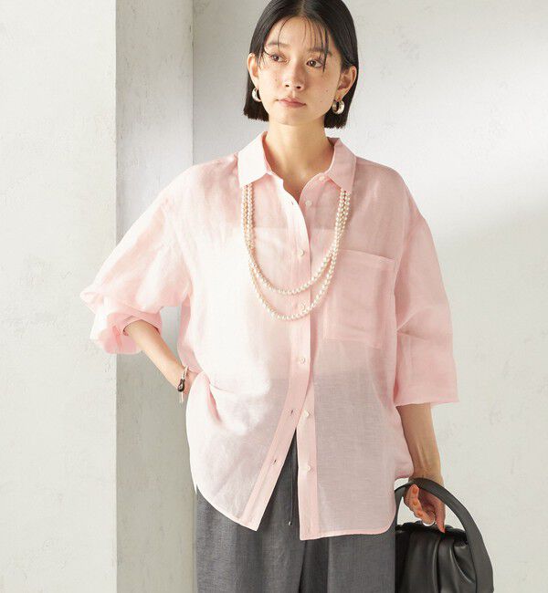 SHIPS for women「《一部追加予約》〈手洗い可能〉IMPERIAL LINEN 混 オーバー サイズ シャツ」|シャツ・ブラウス|