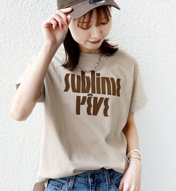 SHIPS for women「【WEB限定】オーガニック コットン ロゴ フレンチスリーブ TEE」|Tシャツ・カットソー|ベージュ