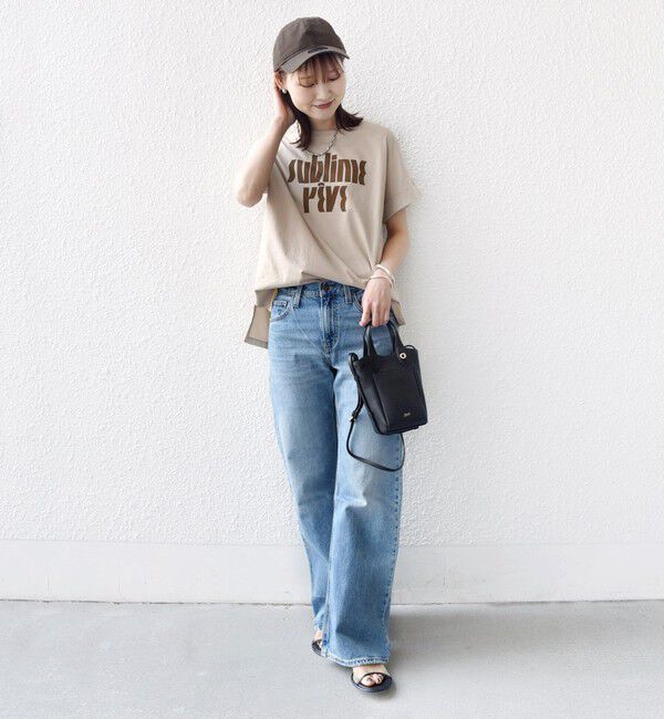 SHIPS for women「【WEB限定】オーガニック コットン ロゴ フレンチスリーブ TEE」|Tシャツ・カットソー|