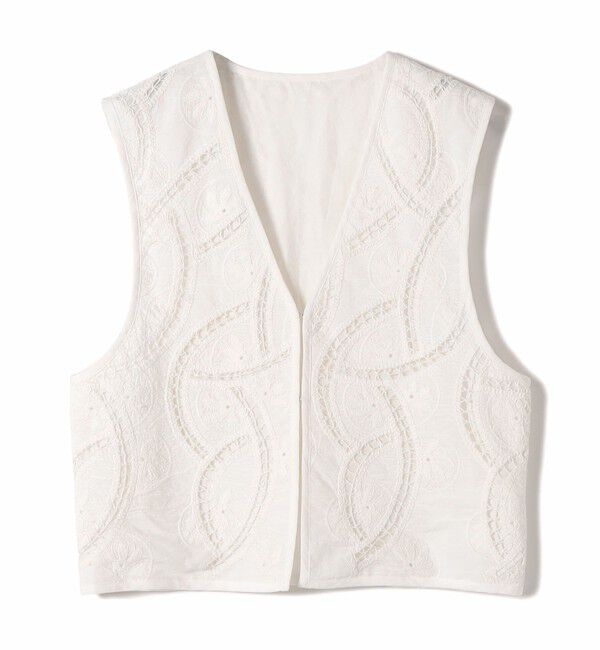 SHIPS for women「〈手洗い可能〉オープン ワーク レース 刺繍 ベスト」|ベスト・ジレ|