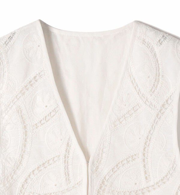 SHIPS for women「〈手洗い可能〉オープン ワーク レース 刺繍 ベスト」|ベスト・ジレ|