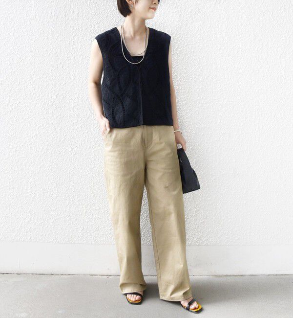 SHIPS for women「〈手洗い可能〉オープン ワーク レース 刺繍 ベスト」|ベスト・ジレ|