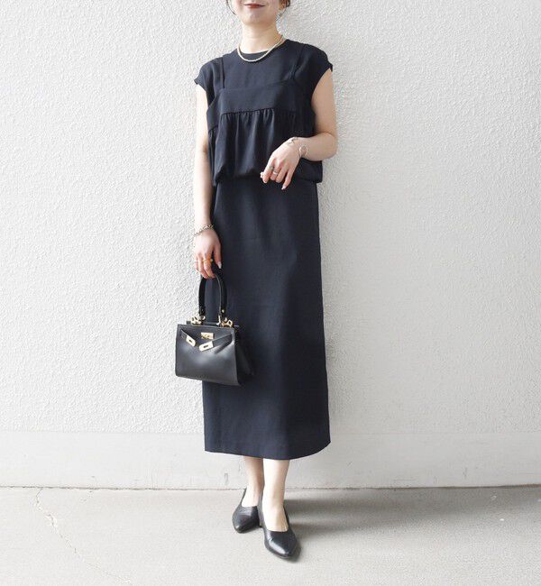 SHIPS any「《予約》SHIPS any:〈洗濯機可能〉リネン ライク Iライン ワンピース &times; ビスチェ セット」|ワンピース|ブラック