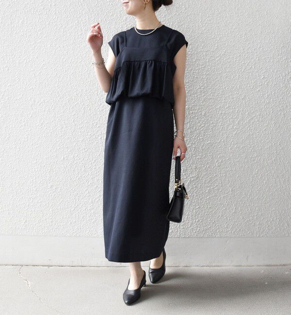 SHIPS any「《予約》SHIPS any:〈洗濯機可能〉リネン ライク Iライン ワンピース &times; ビスチェ セット」|ワンピース|