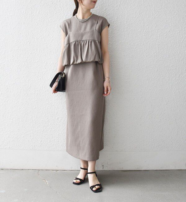 SHIPS any「《予約》SHIPS any:〈洗濯機可能〉リネン ライク Iライン ワンピース &times; ビスチェ セット」|ワンピース|