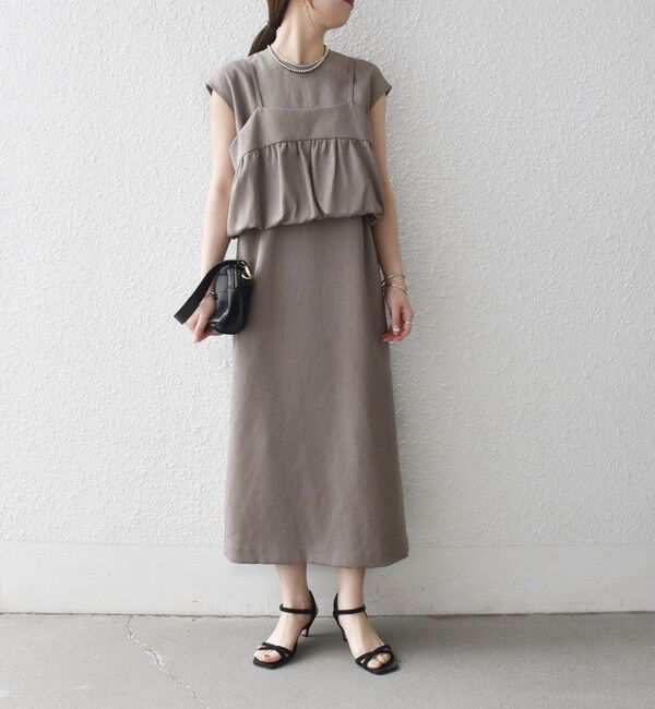 SHIPS any「《予約》SHIPS any:〈洗濯機可能〉リネン ライク Iライン ワンピース &times; ビスチェ セット」|ワンピース|