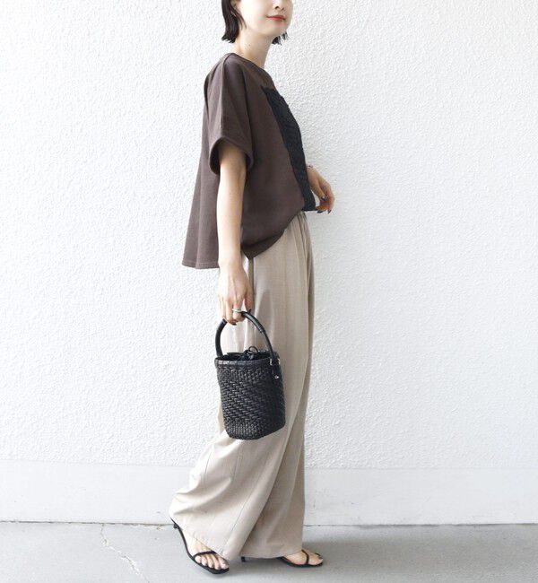 SHIPS for women「【WEB限定】〈汗染み防止/手洗い可能〉クロシェ ドッキング ショート スリーブ TEE」|Tシャツ・カットソー|