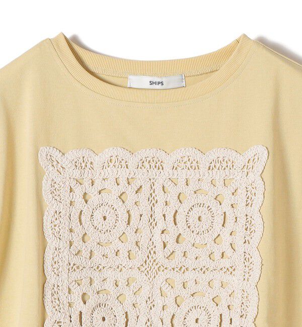 SHIPS for women「【WEB限定】〈汗染み防止/手洗い可能〉クロシェ ドッキング ショート スリーブ TEE」|Tシャツ・カットソー|