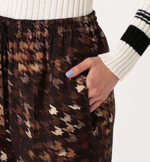 DES PRES「ハウンドトゥースグラフィカルプリント ウエストギャザーテーパードパンツ」|その他|