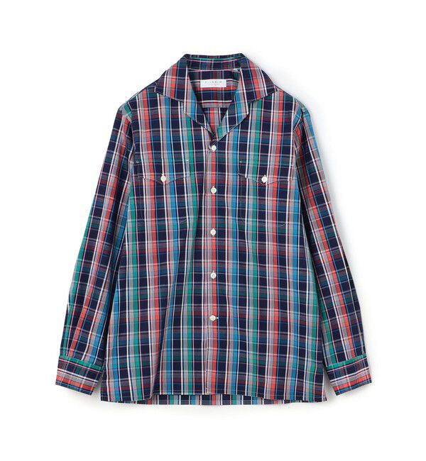 TOMORROWLAND MENS「コットンブロード ダブルポケットオープンカラーシャツ」|シャツ・ブラウス|68 ネイビー系