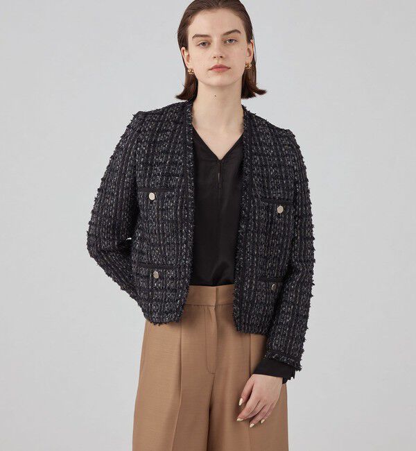 Ballsey「Viola カラーレスジャケット」|ノーカラージャケット|