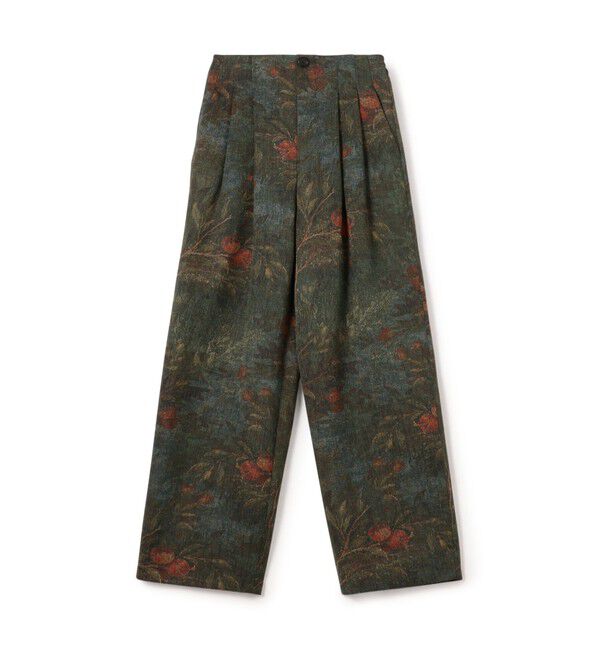 CABaN「オーチャードジャカード 2タックパンツ」|チノ|58 ダークグリーン系