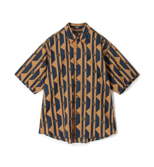TOMORROWLAND MENS「インド コットン ブロックプリント ハーフスリーブシャツ」|シャツ・ブラウス|46 ブラウン系