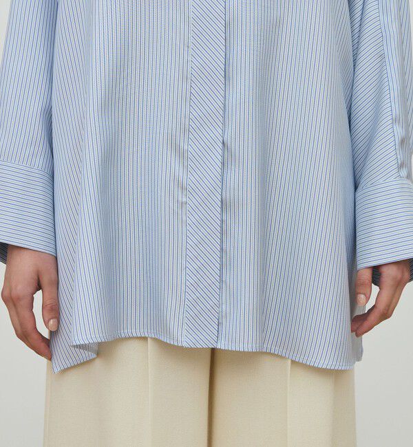 DES PRES「シルクストライプ バンドカラーシャツ」|シャツ・ブラウス|