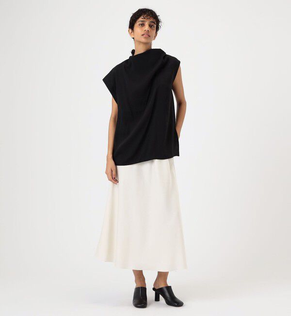 DES PRES「サテンジョーゼット セミマーメイドスカート」|フレア|