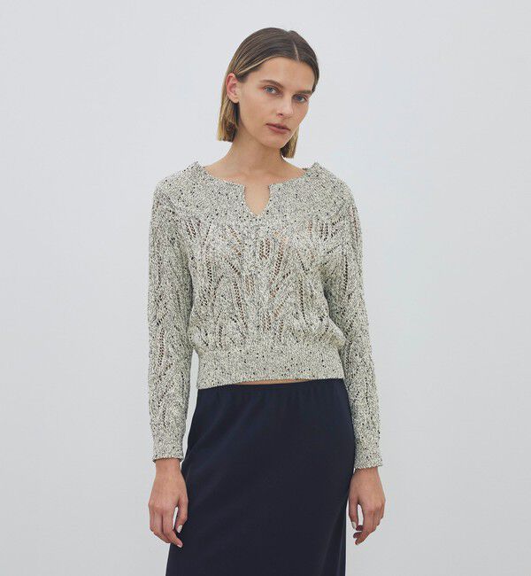 DES PRES「コットンスパンコールムリネ キーネックプルオーバー」|ニット・セーター|