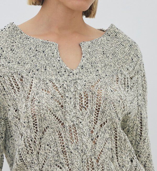 DES PRES「コットンスパンコールムリネ キーネックプルオーバー」|ニット・セーター|