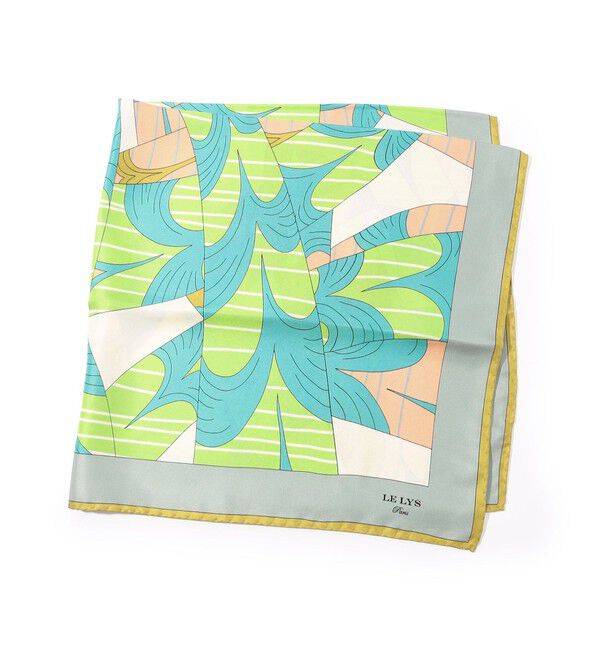TOMORROWLAND GOODS「LE LYS シルク プリントスカーフ」|バンダナ・スカーフ|24 グリーン系