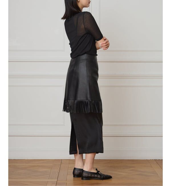 IENA LA BOUCLE「IENA LA BOUCLE レザーフリンジミニスカート」|スカート|