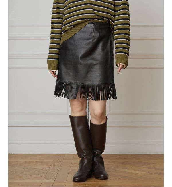 IENA LA BOUCLE「IENA LA BOUCLE レザーフリンジミニスカート」|スカート|