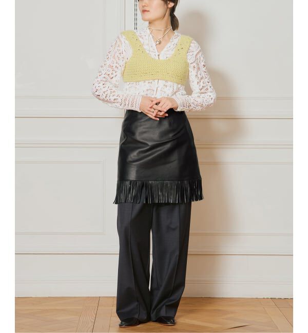 IENA LA BOUCLE「IENA LA BOUCLE レザーフリンジミニスカート」|スカート|