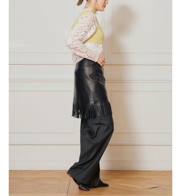 IENA LA BOUCLE「IENA LA BOUCLE レザーフリンジミニスカート」|スカート|