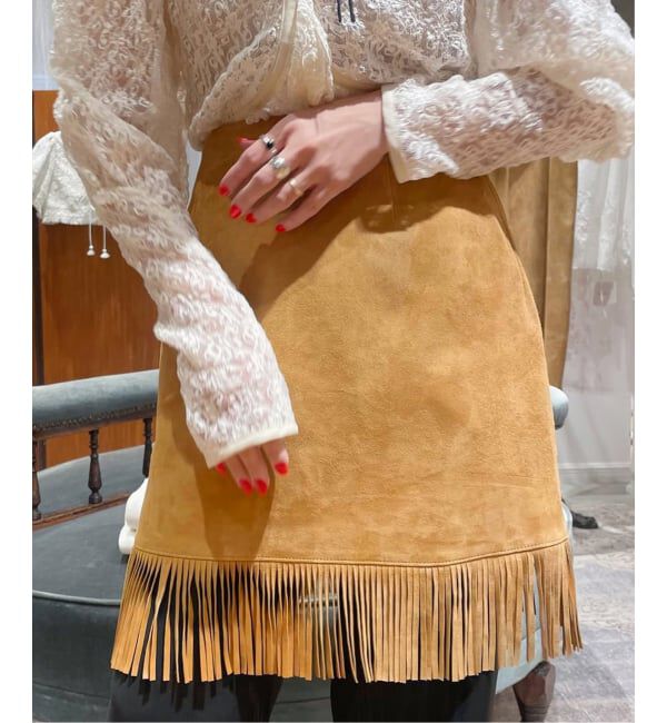 IENA LA BOUCLE「IENA LA BOUCLE レザーフリンジミニスカート」|スカート|