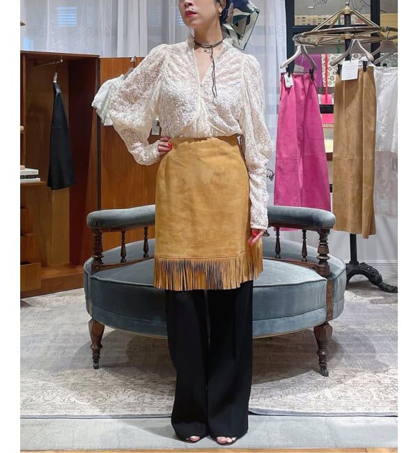 IENA LA BOUCLE「IENA LA BOUCLE レザーフリンジミニスカート」|スカート|