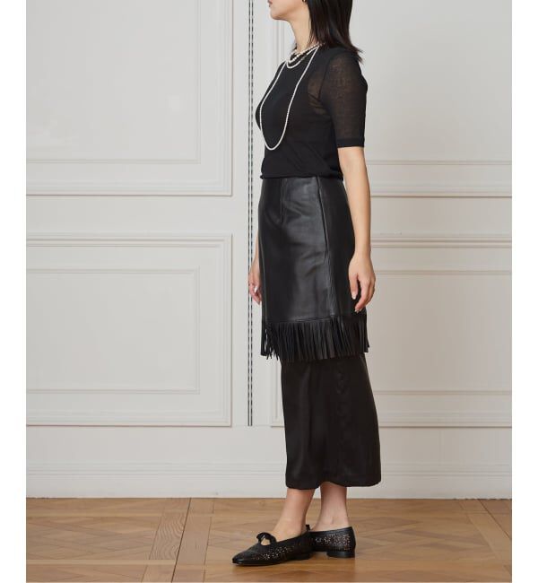 IENA LA BOUCLE「IENA LA BOUCLE レザーフリンジミニスカート」|スカート|