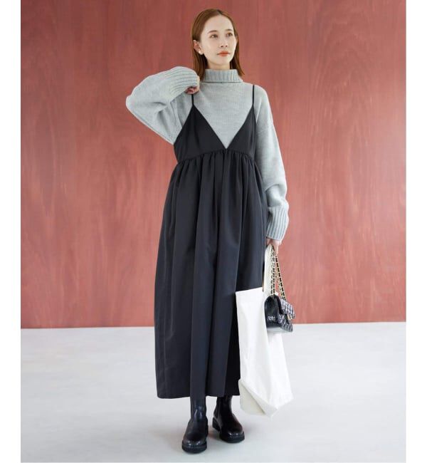 SLOBE IENA「《WEB限定/追加》タフタギャザーキャミワンピース」|ワンピース|