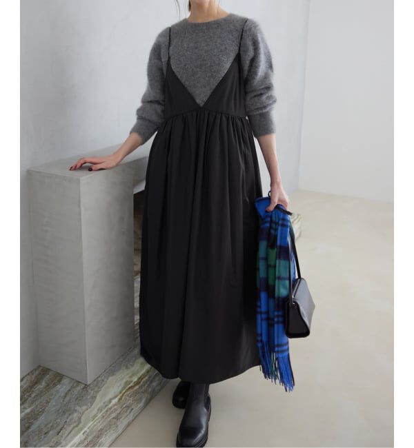 SLOBE IENA「《WEB限定/追加》タフタギャザーキャミワンピース」|ワンピース|