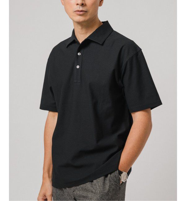 EDIFICE「"吸水速乾機能"ALBINI オープン ポロシャツ」|ポロシャツ|ブラック