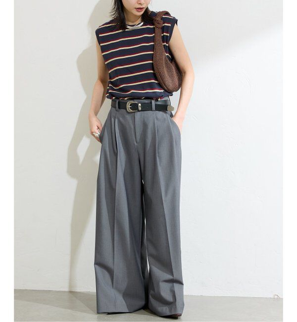 JOURNAL STANDARD「《追加4》汗ジミ防止天竺ボーダーノースリーブ」|Tシャツ・カットソー|