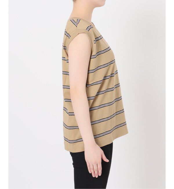 JOURNAL STANDARD「《追加4》汗ジミ防止天竺ボーダーノースリーブ」|Tシャツ・カットソー|