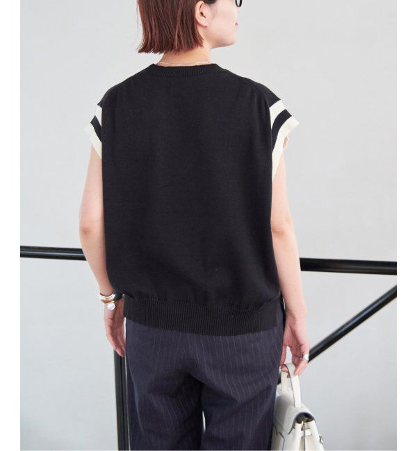 Spick and Span「ロゴジャガード フレンチスリーブニット」|ニット・セーター|