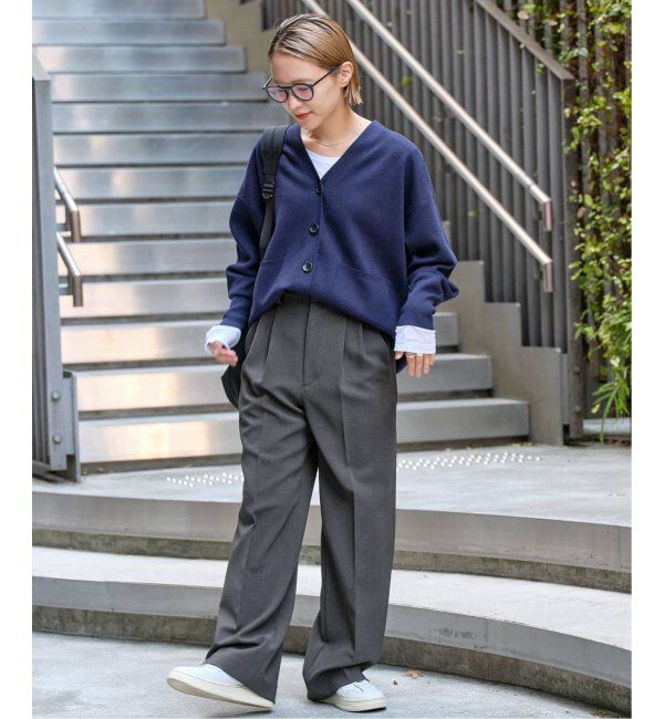 Spick and Span「《追加2》ダブルクロスツータックパンツ」|スラックス|