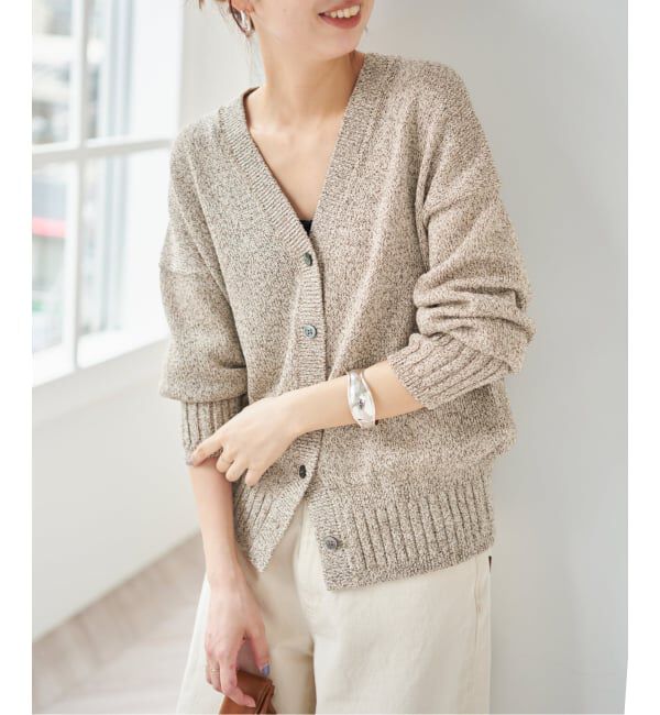 Spick and Span「《追加》レーヨンペーパーヤーンVネックカーディガン」|カーディガン|