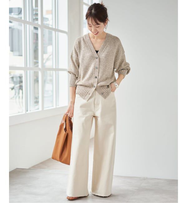 Spick and Span「《追加》レーヨンペーパーヤーンVネックカーディガン」|カーディガン|
